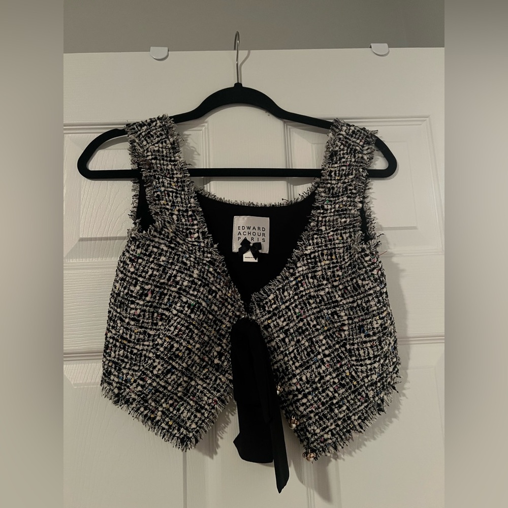 Edward Achour Paris Tweed Vest Size Small